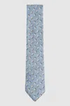 Reiss Soft Blue Melange Silk Geometric Print Tie