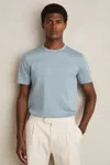 Reiss Soft Blue Mercerised-cotton Crew-neck T-shirt