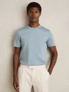 Reiss Soft Blue Mercerised-cotton Crew-neck T-shirt In Blue
