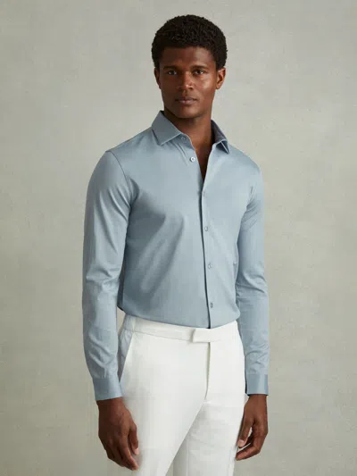 Reiss Soft Blue Mercerised Cotton Jersey Shirt