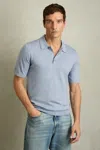 Reiss Soft Blue Merino Wool Short-sleeve Polo Shirt