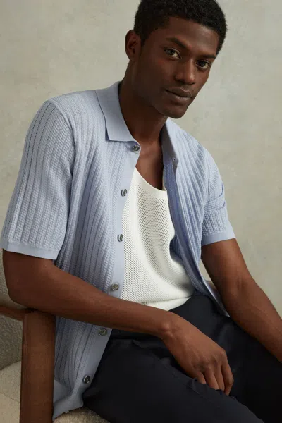 Reiss Soft Blue Textured Knitted Shirt