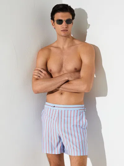 Reiss Mens Soft Blue Presley Pinstripe Stretch-woven Swim Shorts
