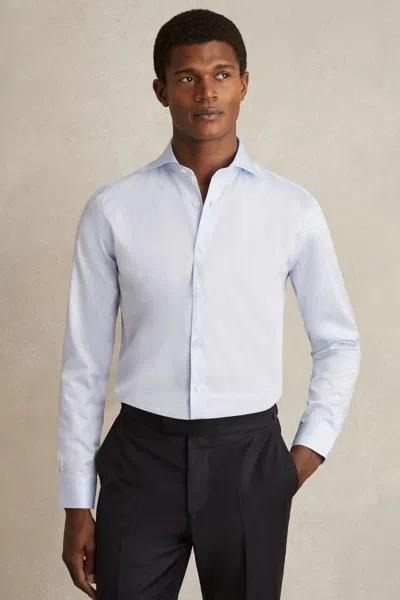 Reiss Soft Blue Reg Cotton-twill Two-fold Shirt