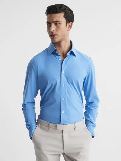 Reiss Soft Blue Regular Fit Travel Shirt