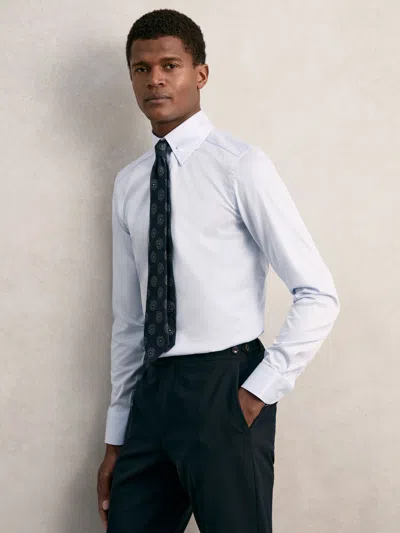 Reiss Soft Blue Slim Fit Cotton Pin Collar Shirt