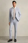 Reiss Soft Blue Slim-fit Suit Trousers With Wool