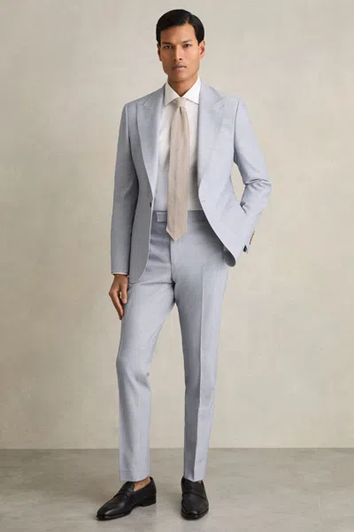Reiss Soft Blue Slim-fit Suit Trousers With Wool