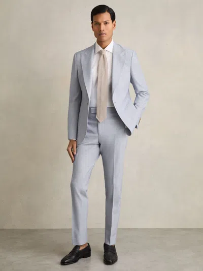 Reiss Soft Blue Slim-fit Suit Trousers With Wool