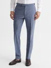 Reiss Soft Blue Slim Fit Wool Blend Trousers In Blue