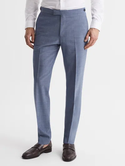 Reiss Soft Blue Slim Fit Wool Blend Trousers
