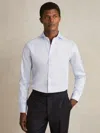 Reiss Soft Blue Slim Regular Fit Cotton-twill Two-fold Shirt Slim-fit In White