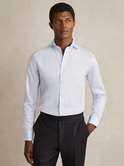Reiss Soft Blue Slim Regular Fit Cotton-twill Two-fold Shirt Slim-fit In White