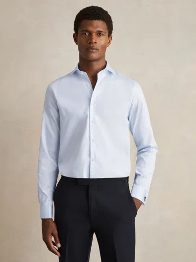 Reiss Soft Blue Storm Double-cuff Two-fold Cotton Shirt