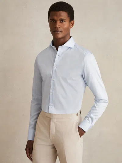 Reiss Soft Blue Storm Fit Cotton-twill Two-fold Shirt-fit