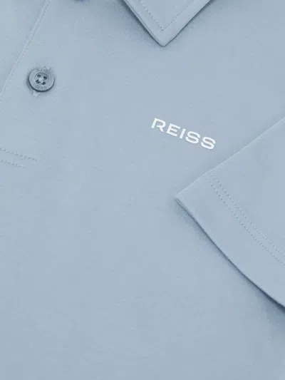 Reiss Kids'  Soft Blue Tello 9-13 Yrs Airwater-cotton Logo Polo Shirt In Brown