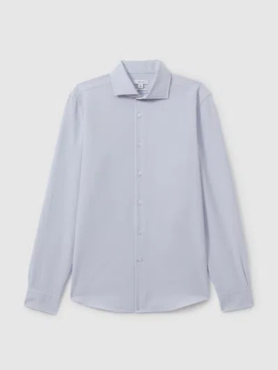 Reiss Soft Blue Textured Cutaway Collar Shirt