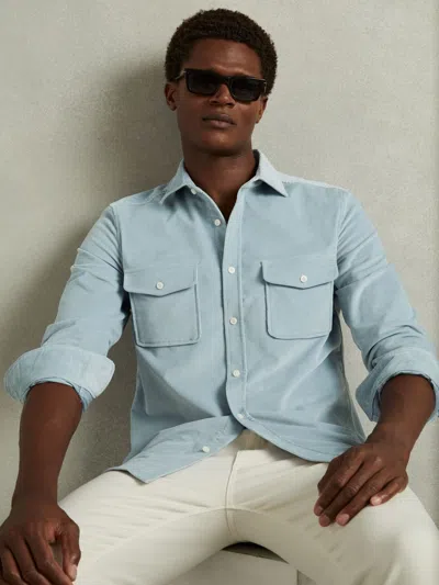 REISS REISS SOFT BLUE TUCCI COTTON-BLEND CORDUROY OVERSHIRT