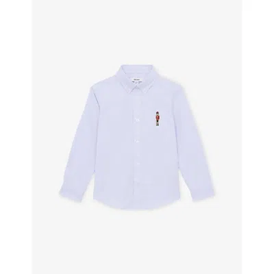 Reiss Kids' Soft Blue Wilf Nutcracker-embroidered Cotton Shirt