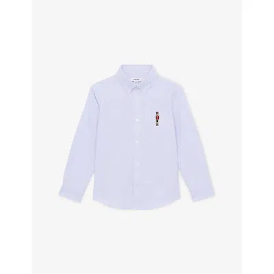 Reiss Kids' Soft Blue Wilf Nutcracker-embroidered Cotton Shirt 9-13