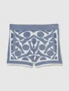 Reiss Soft Blue/white Abstract-pattern Towelling Shorts