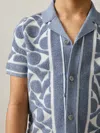 Reiss Soft Blue/white Edmonds 9-13 Yrs Abstract-pattern Towelling Shirt