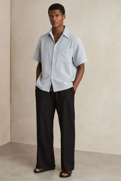 REISS REISS SOFT BLUE/WHITE SENSEI SEERSUCKER STRIPE SHIRT