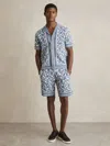 Reiss Mens Vounder Geometric-pattern Towelling Shorts Soft Blue White In Blue