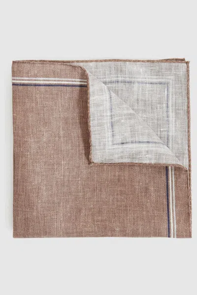 Reiss Soft Brown Linen Pocket Square
