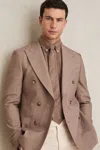 Reiss Soft Brown Linen Textured Tie
