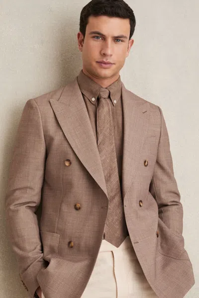 Reiss Soft Brown Linen Textured Tie