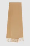 Reiss Soft Camel Wool And Cashmere Scarf