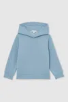 Reiss Soft Denim Blue 13-14 Yrs Interlock Jersey Hoodie In Blue
