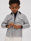 Reiss Soft Grey 9-13 Yrs Brushed Cotton Patch Pocket Overshirt In Gray