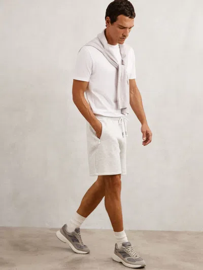 Reiss Soft Grey Cotton-blend Drawstring Shorts In White