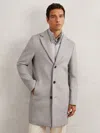 Reiss Soft Grey Gable Gilet Wool-blend Internal-gilet Overcoat In Gray