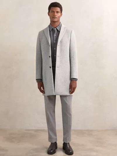 Reiss Soft Grey Gable Wool-blend Single-breasted Overcoat In Gray