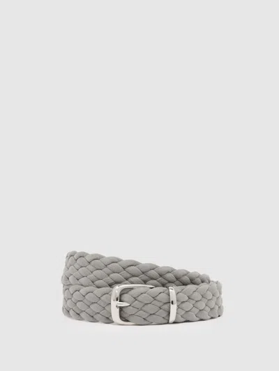 Reiss Soft Grey Suede Woven Belt In Gray