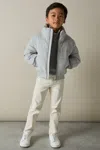 Reiss Soft Grey Melange Farid Herringbone Faux-fur Collar Puffer Jacket In Soft Grey Melange