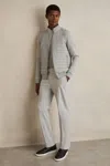 Reiss Soft Grey Melange Freddie Hybrid Quilt And Knit Zip-through Jacket