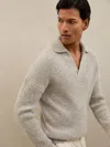 Reiss Soft Grey Melange Jumper In Animal Print