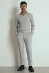 Reiss Soft Grey Melange Laird Atelier Ribbed-cashmere Polo Shirt