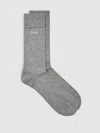 Reiss Soft Grey Cotton-blend Logo Embroidery Socks In Gray