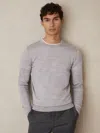 Reiss Soft Grey Mouline Wessex Merino Wool Crew Neck Jumper In Gray