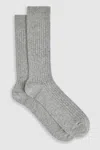 Reiss Soft Grey Ribbed Socks With Wool And Cashmere