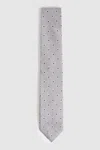 Reiss Soft Grey Silk Polka Dot Print Tie