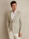 Reiss Soft Grey Slim Fit Single Breasted Blazer With Cotton In Gray