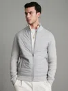 Reiss Soft Grey Hybrid Quilt And Knit Zip-through Jacket In Gray