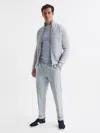 Reiss Soft Grey Trainer Hybrid Zip Through Quilted Jumper In Gray