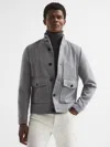 Reiss Soft Grey Wool Button-through Jacket In Gray